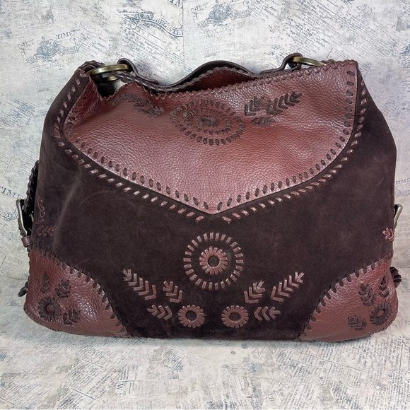 Isabella Fiore Suede Leather Woven Hobo Shoulder Bag - Picture 3 of 15